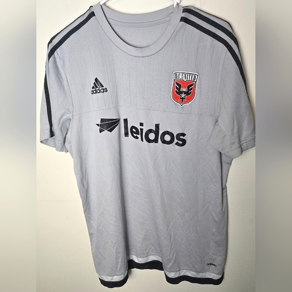 Men's Adidas DC United Leidos Grey And Black Soccer Football Jersey, Size Large - Picture 1 of 4